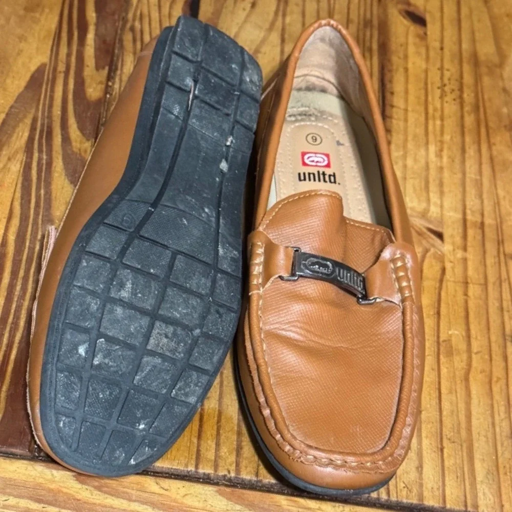 Ecko Unltd Mens Loafers Size 9 Aldway-11M Driving Mocs Tan Brown Metal Bit